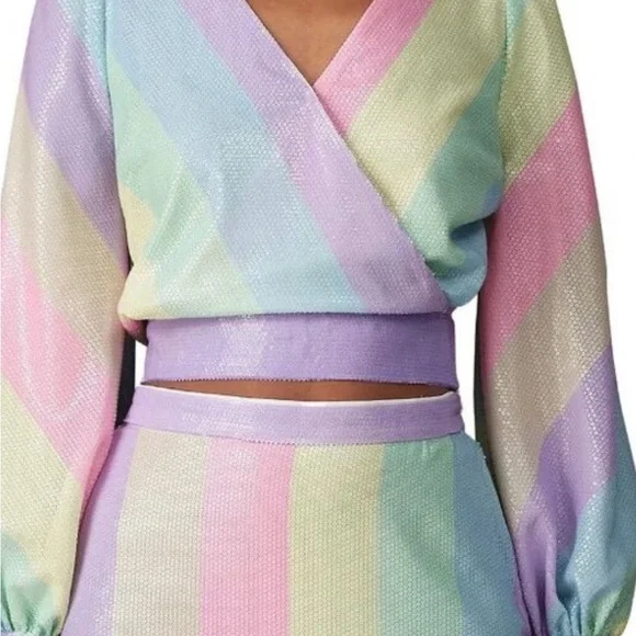 OLIVIA RUBIN Pastel Rainbow Kendall top - Picture 1 of 6